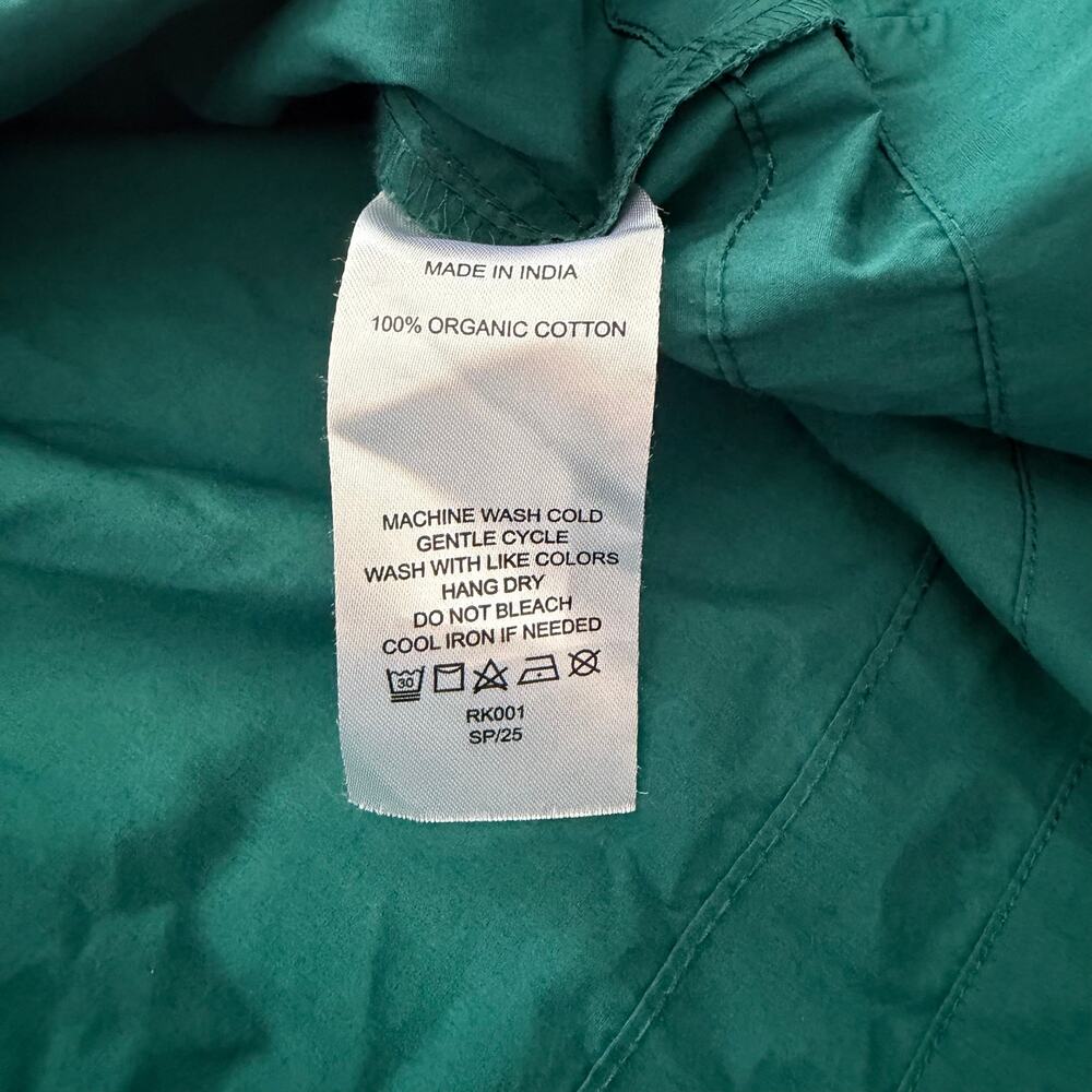 Quince Women’s 100% Organic Cotton Poplin Tiered Garden Green Maxi Dress Size L - Picture 4 of 10